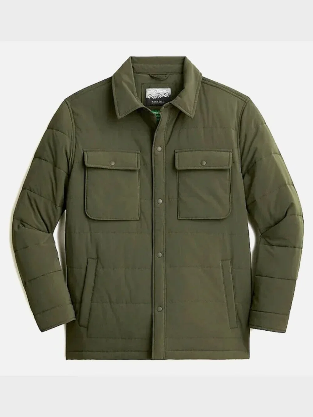 J. Crew Men's Eco Nordic Shirt-Jacket with PrimaLoft in Olive Green - Size L